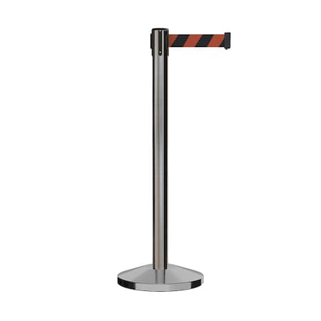 Montour Line Stanchion Belt Barrier Sat.Steel Post 7.5ftBlk/Rd Belt ES400-SS-BRD-75